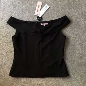 BNWT Black Bardot Top